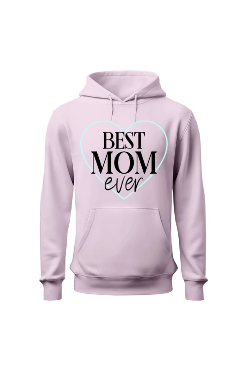 Bluza damska z kapturem Best mom ever - różowa