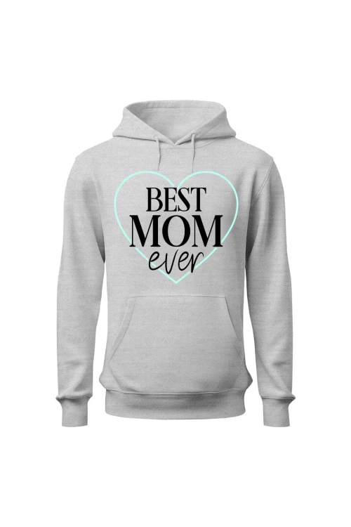 Bluza damska z kapturem Best mom ever - szara