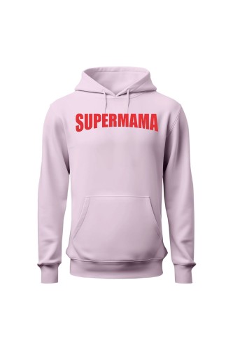 Bluza damska z kapturem Supermama - różowa
