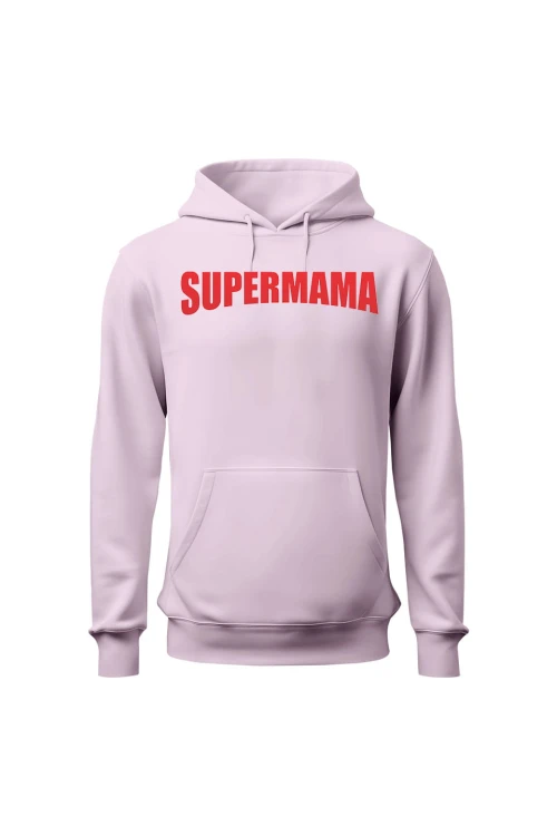 Bluza damska z kapturem Supermama - różowa