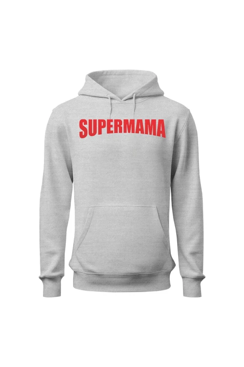 Bluza damska z kapturem Supermama - szara