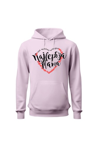 Bluza damska z kapturem Najlepsza mama serce - różowa