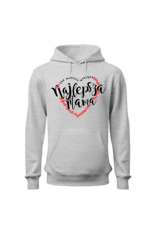 Bluza damska z kapturem Najlepsza mama serce - szara