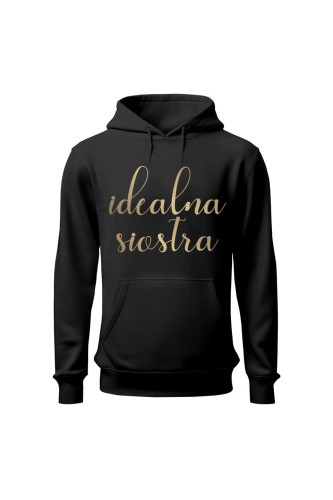 Bluza damska z kapturem Idealna siostra - czarna