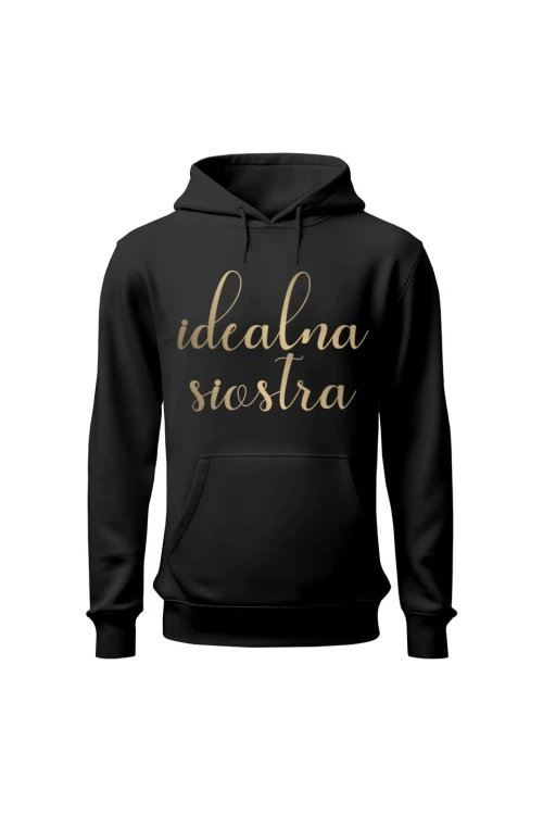 Bluza damska z kapturem Idealna siostra - czarna