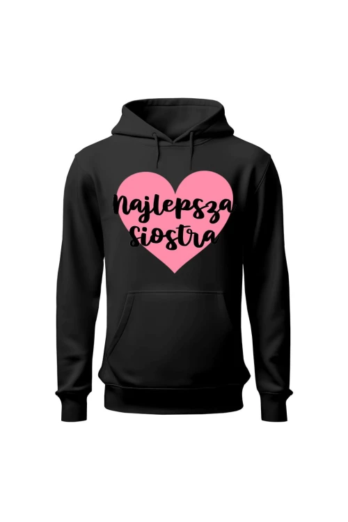 Bluza damska z kapturem Najlepsza siostra - czarna