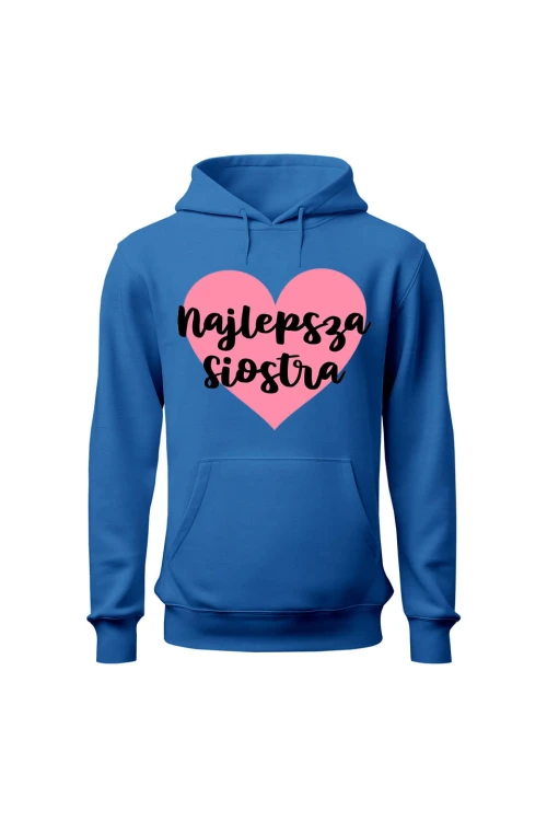 Bluza damska z kapturem Najlepsza siostra - niebieska
