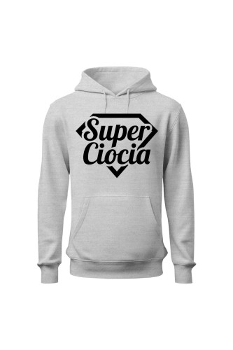Bluza damska z kapturem Super ciocia - szara