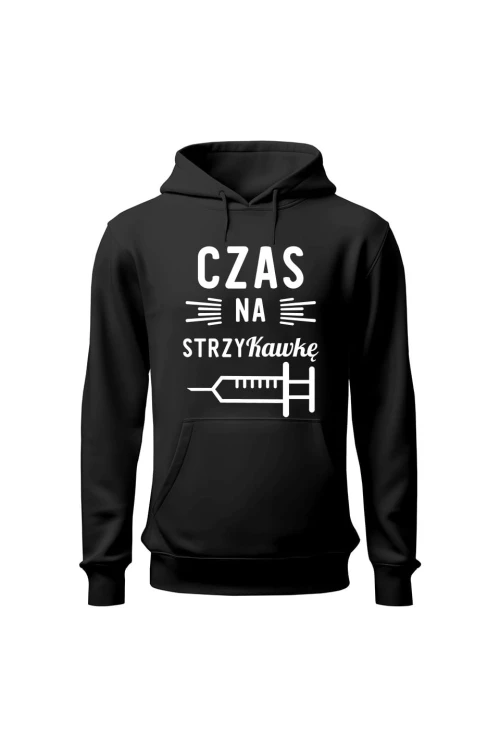 Bluza damska z kapturem Czas na strzyKawkę - czarna