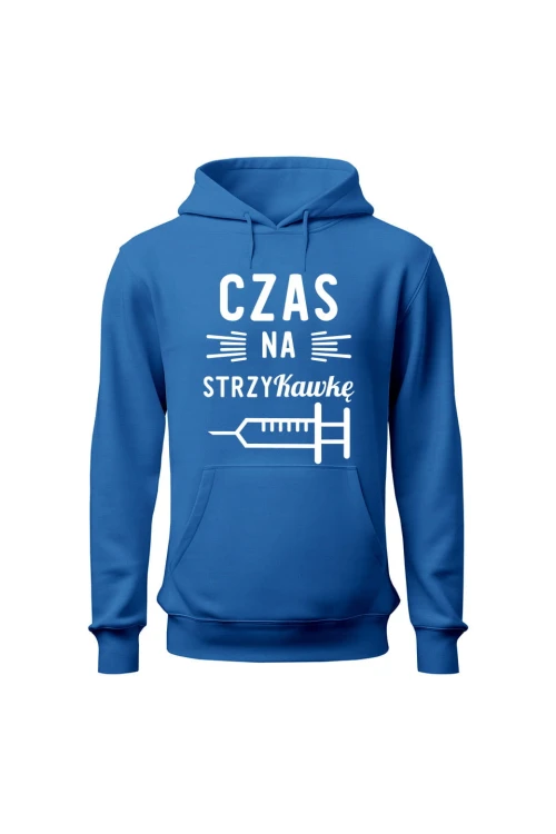 Bluza damska z kapturem Czas na strzyKawkę - niebieska