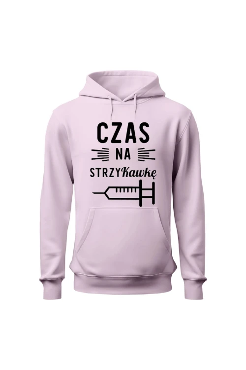 Bluza damska z kapturem Czas na strzyKawkę - różowa
