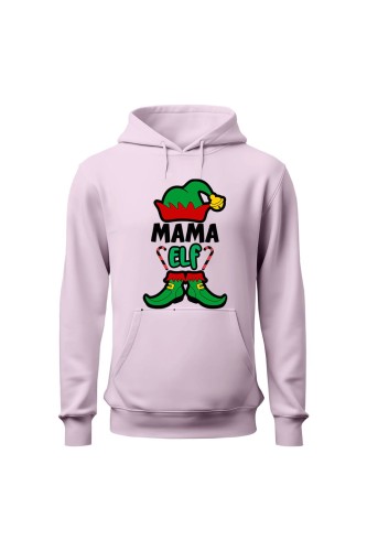Bluza damska z kapturem Mama elf - różowa