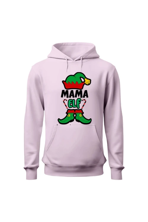 Bluza damska z kapturem Mama elf - różowa