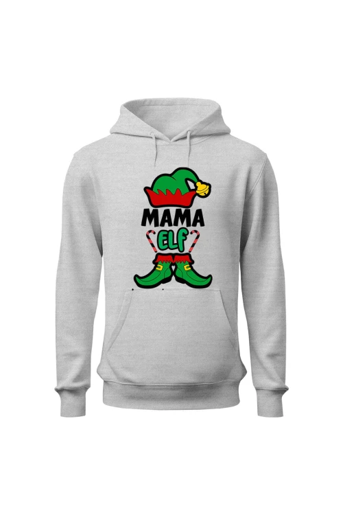 Bluza damska z kapturem Mama elf - szara