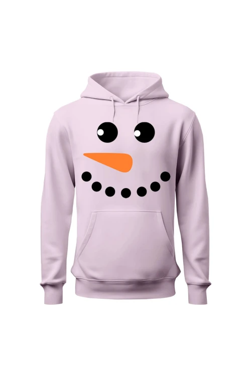 Bluza damska z kapturem Z bałwanem - różowa