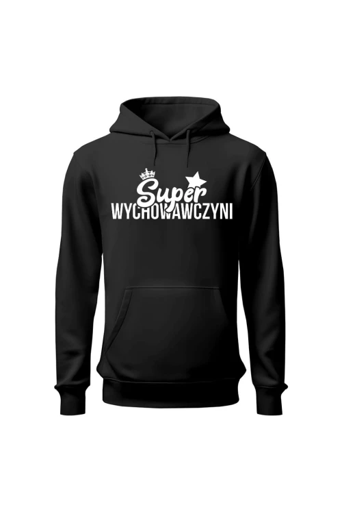 Bluza damska z kapturem Super wychowawczyni - czarna