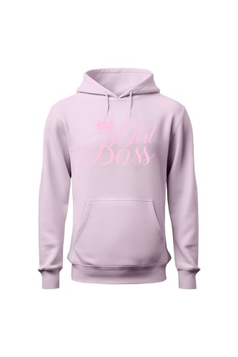 Bluza damska z kapturem Girl Boss - różowa