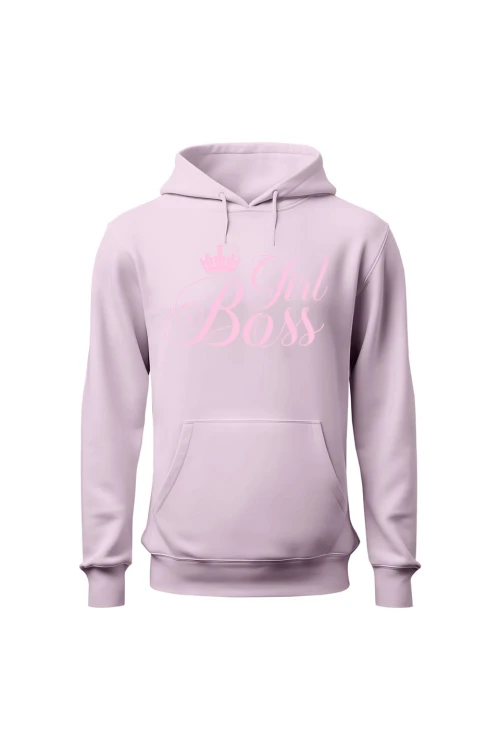 Bluza damska z kapturem Girl Boss - różowa