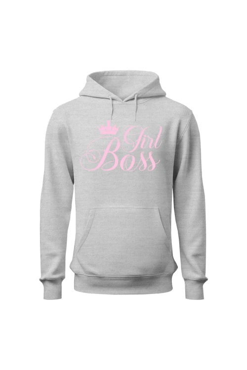 Bluza damska z kapturem Girl Boss - szara