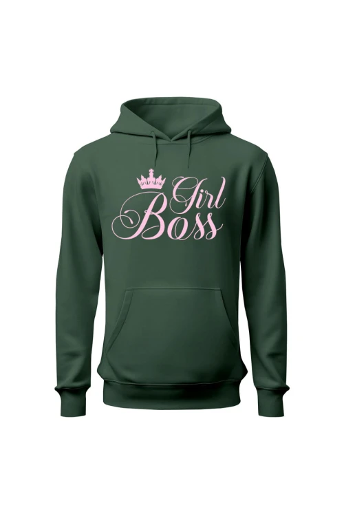 Bluza damska z kapturem Girl Boss - zielona