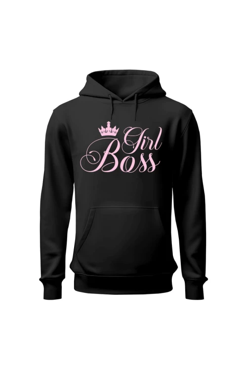 Bluza damska z kapturem Girl Boss - czarna