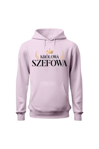 Bluza damska z kapturem Królowa Szefowa - różowa
