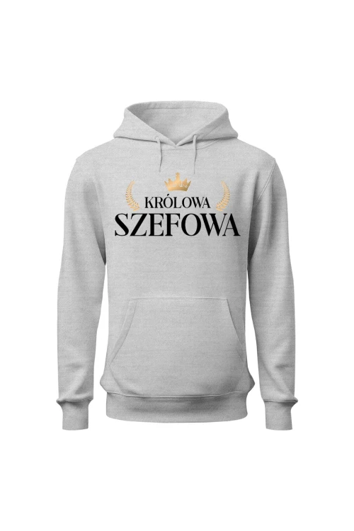 Bluza damska z kapturem Królowa Szefowa - szara