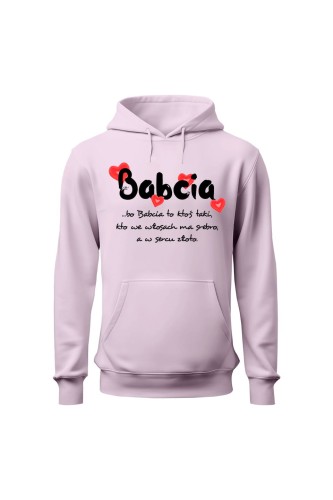 Bluza damska z kapturem Babcia - różowa