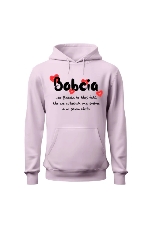 Bluza damska z kapturem Babcia - różowa