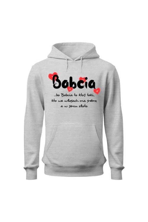 Bluza damska z kapturem Babcia - szara