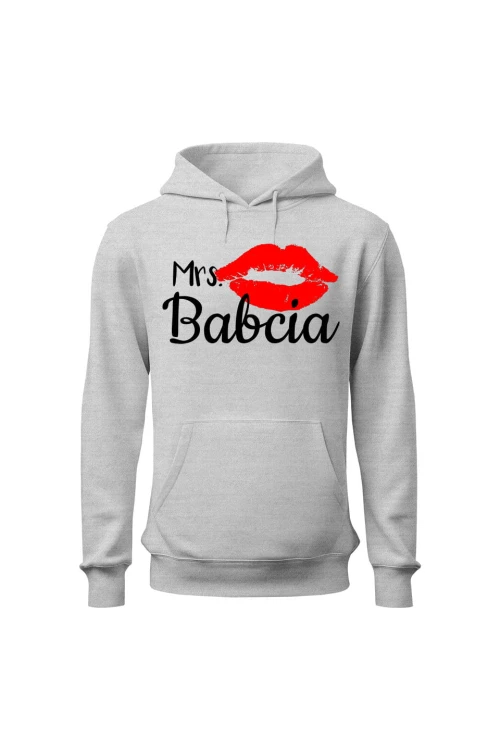 Bluza damska z kapturem Mrs babcia - szara