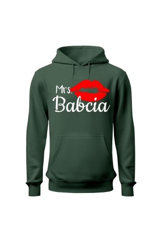Bluza damska z kapturem Mrs babcia - zielona