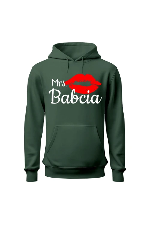 Bluza damska z kapturem Mrs babcia - zielona