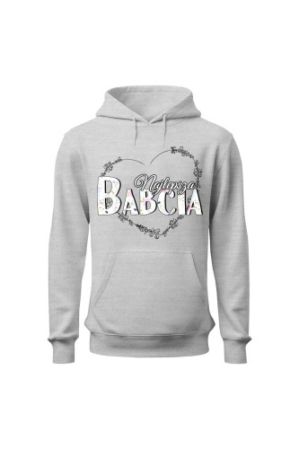 Bluza damska z kapturem Najlepsza babcia - szara