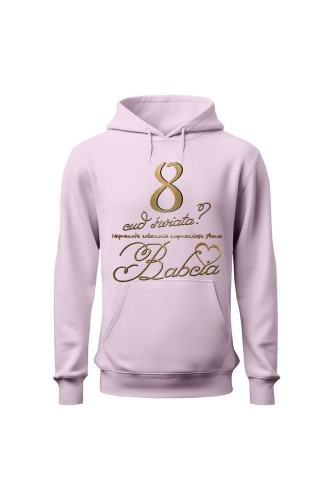Bluza damska z kapturem 8 cud świata babcia - różowa