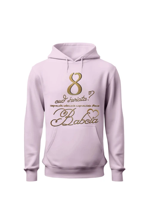 Bluza damska z kapturem 8 cud świata babcia - różowa