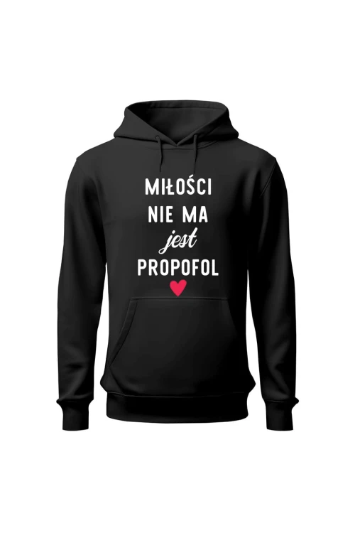 Bluza damska z kapturem Miłości nie ma jest - czarna
