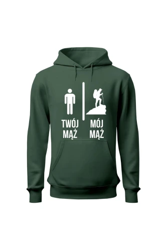 Bluza damska z kapturem Twój mąż vs Mój mąż góry