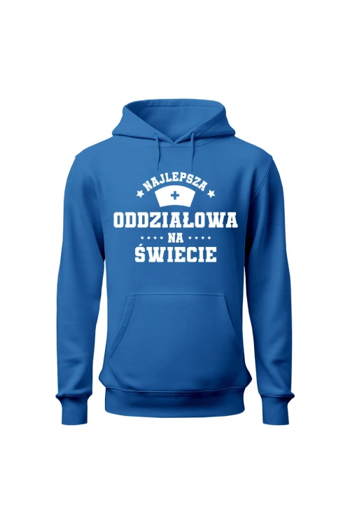 Bluza damska z kapturem Najlepsza oddziałowa na świecie - niebieska