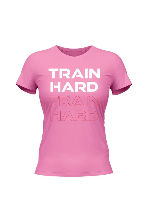 Koszulka damska Train Hard - różowa