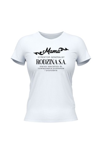 Koszulka damska Mama dyrektor generalny - biała