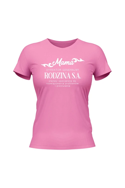 Koszulka damska Mama dyrektor generalny - różowa