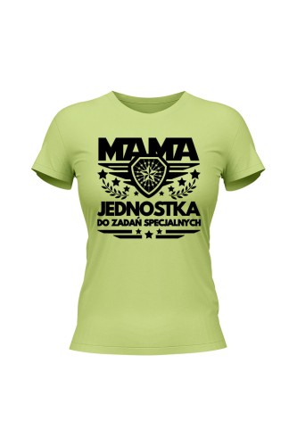 Koszulka damska Mama jednostka do zadań specjalnych - limonka