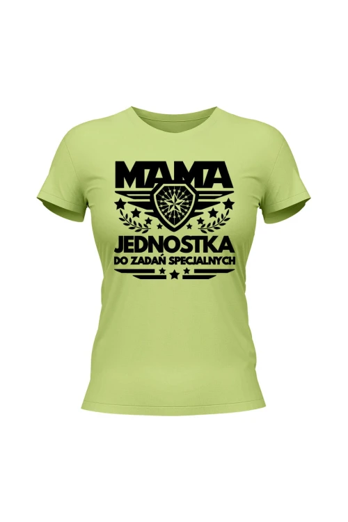 Koszulka damska Mama jednostka do zadań specjalnych - limonka