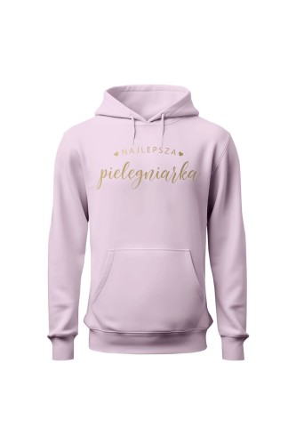 Bluza damska z kapturem Najlepsza pielęgniarka - różowa