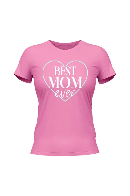 Koszulka damska Best mom ever - różowa