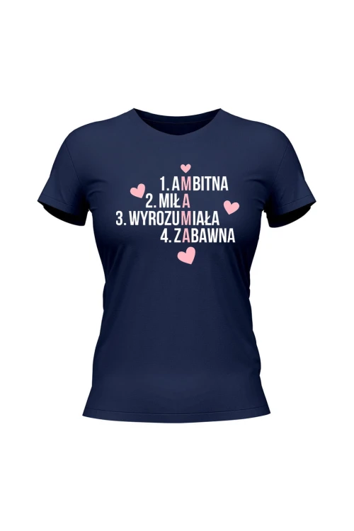 Koszulka damska Mama krzyżówka - granatowa