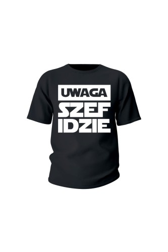Koszulka dziecięca Uwaga szef idzie - czarna