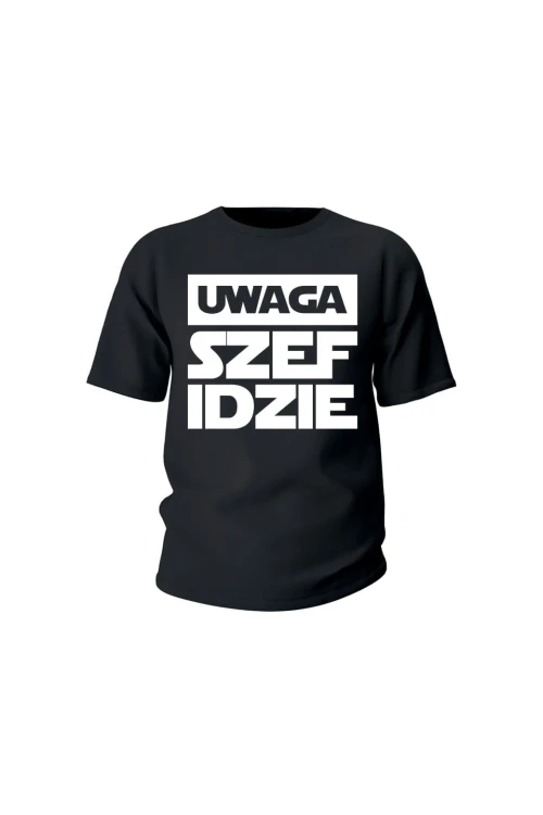 Koszulka dziecięca Uwaga szef idzie - czarna