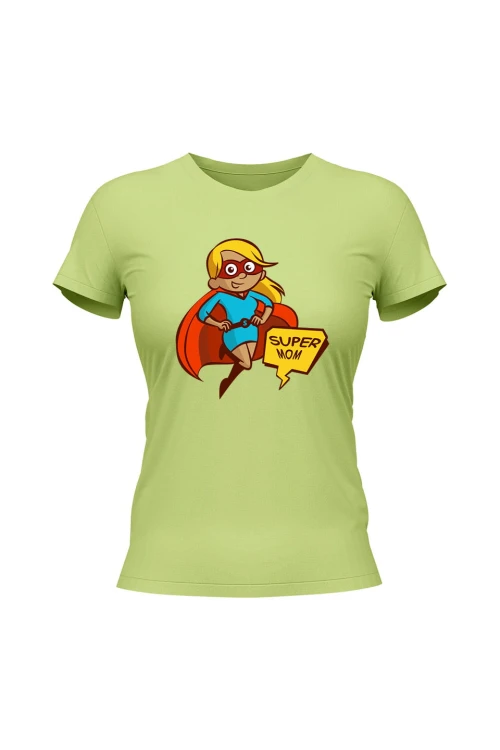 Koszulka damska Super mom - limonka